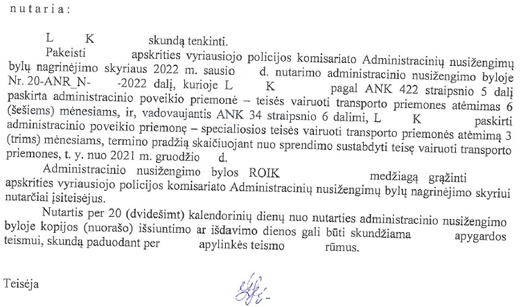 Teismo sprendimo rezoliucinė dalis