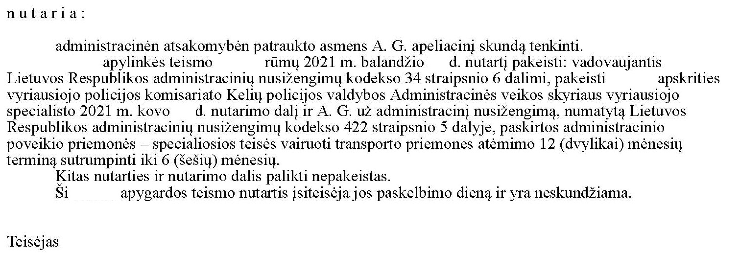 Teismo sprendimo rezoliucinė dalis